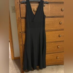 J. Crew Black Sheath Midi Dress V-Neck Sleeveless 100% Silk